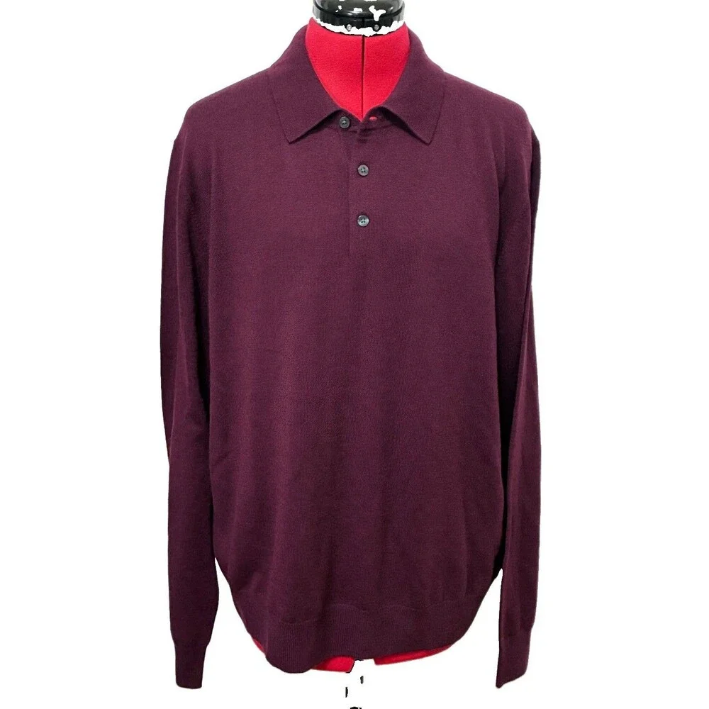 Brooks Brothers Men’s Maroon 100% Merino Wool Sweater Size Large NWT
